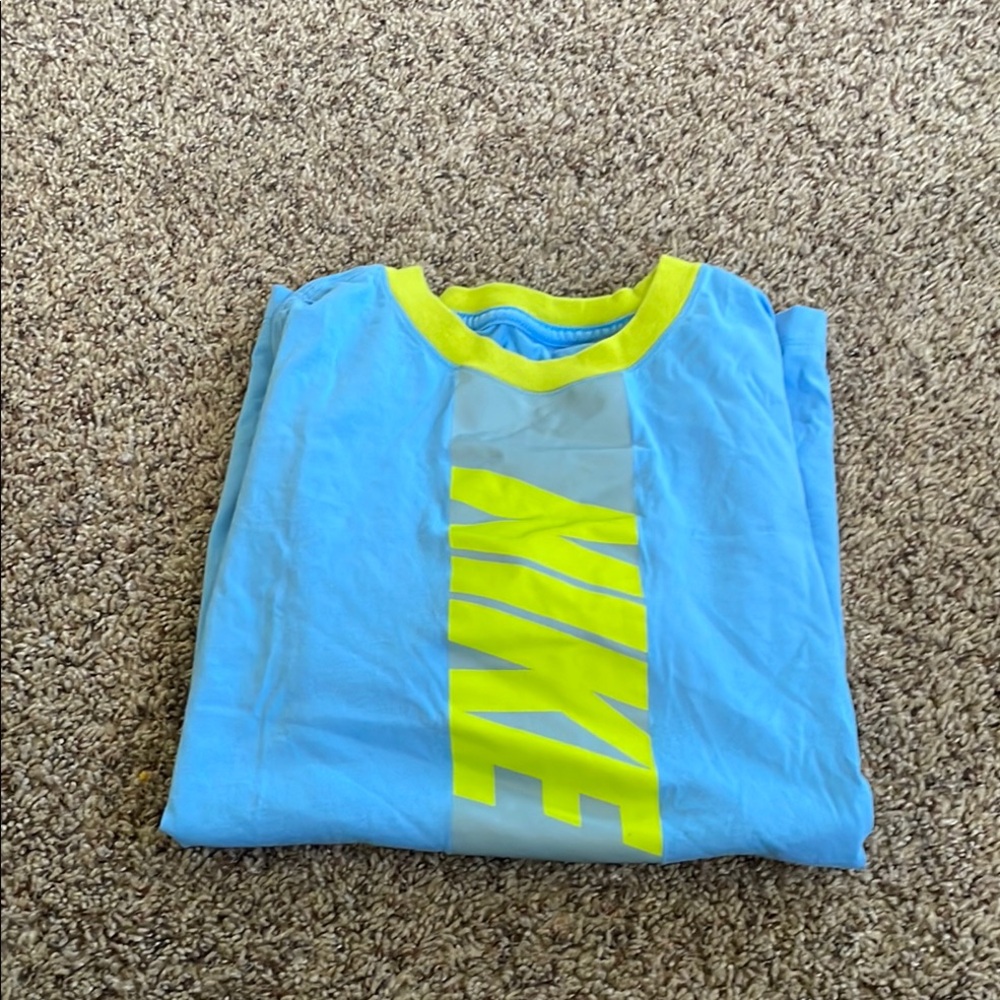 Nike Blue T-Shirt with Yellow Logo